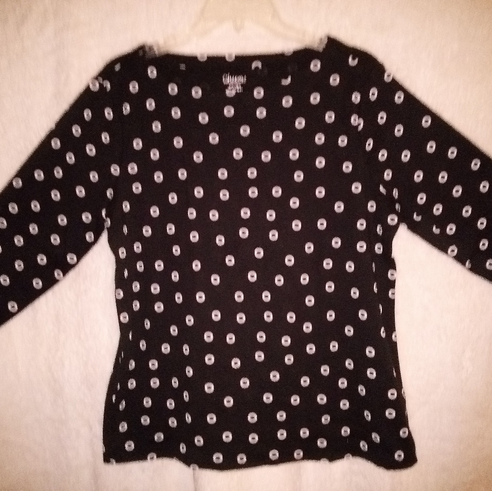 Chico's Black Top with White Dots